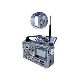 Радиоприемник аккумуляторный с фонариком и солнечной панелью Solar Golon RX-355S Grey