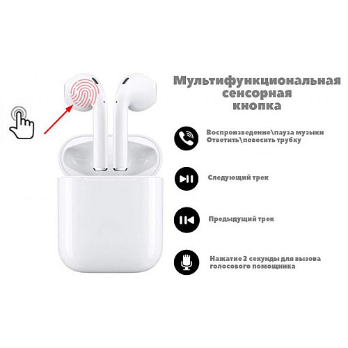 Бездротові блютуз навушники i11 TWS з боксом для зарядки White (au059-hbr)