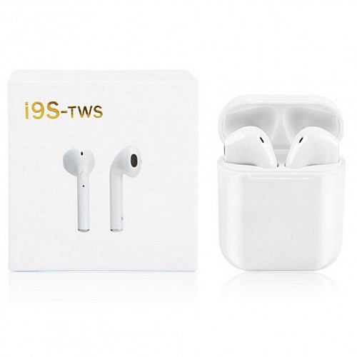 Бездротові блютуз навушники i9s TWS з боксом для зарядки White (au063-hbr)