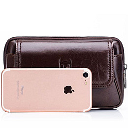Напоясний чохол Bull для смартфона з натуральної шкіри 18 × 12 × 3 Коричневий