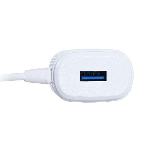 Сетевий зарядний пристрій Inkax CD-09 2.1A 1 USB + кабель Micro USB C Білий