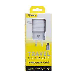 Сетевая зарядка Inkax CD-09 2.1A 1 USB + кабель Micro USB C Белый