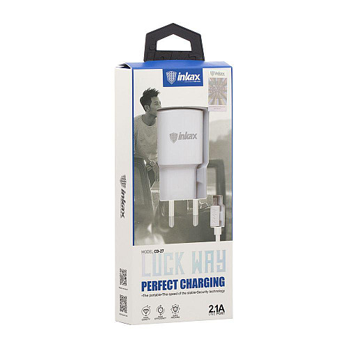 Сетевая зарядка Inkax CD-27 2.1A 1 USB + кабель Micro USB Белый