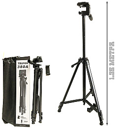 Універсальний штатив трипод TriPod 380A 0.5-1.35м розкладний для камери та телефону переносний з рівнем і чохлом тринога