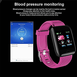Фитнес-трекер браслет BFit 1160Plus спортивный с фитнес функциями пульсометром тонометром шагомером Розовый