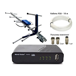 Комплект World Vision T624D3 c Антенной Eurosky ES-003, 10м кабеля и штекеры