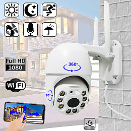 Камера наружного видеонаблюдения Visio CAM-6-IP Wi-Fi поворотная видеокамера уличная 2.0mp, 360°/90° Белый