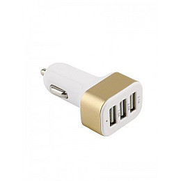 Зарядное устройство Car 11582 автомобильное квадрат 3USB 3.1A Gold White (av135-hbr)