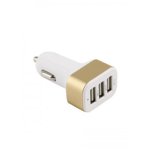Зарядное устройство Car 11582 автомобильное квадрат 3USB 3.1A Gold White (av135-hbr)