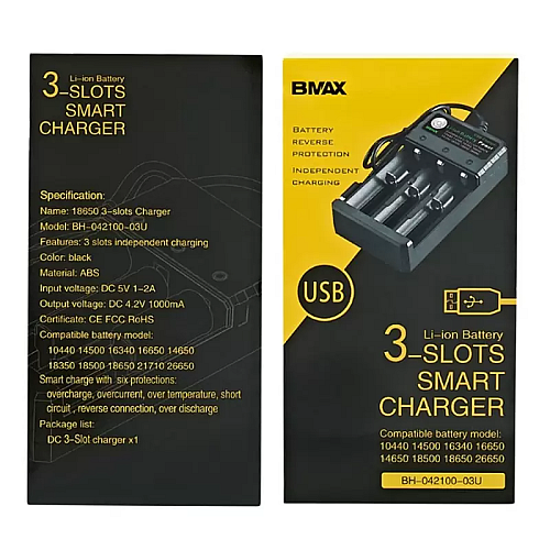 Зарядний пристрій на 3 слоти BMAX Charger Black (11010-hbr)
