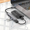 Хаб Hoco HB26 4-в-1 Type-C штекер на USB3.0 USB2.0*3 OTG Type C Сірий