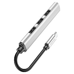 Хаб Hoco HB26 4-в-1 Type-C штекер на USB3.0 гніздо USB2.0*3 OTG Type C Silver
