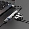 Хаб Hoco HB26 4-в-1 Type-C штекер на USB3.0 гніздо USB2.0*3 OTG Type C Silver