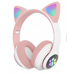 Бездротові Bluetooth-навушники з вушками та LED підсвіткою Cat Ear VZV-24M/8079 Рожеві