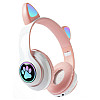 Беспроводные Bluetooth-наушники с ушками и LED подсветкой Cat Ear VZV-24M/8079 Розовые
