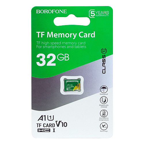 Карта пам'яті Borofone Micro SDHC 32gb 10 Class Зелений