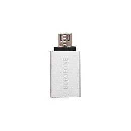 Переходник адаптер Borofone BV2 USB-A на Micro-USB OTG USB 3.0 Срібний