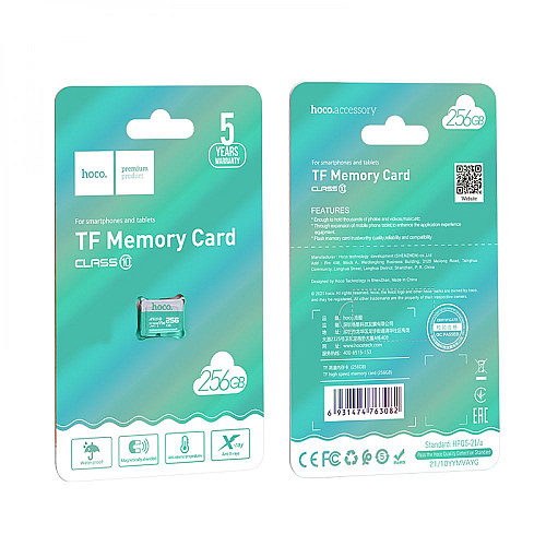 Карта пам'яті MicroSDXC Hoco 256gb 10 Class Бірюзовий