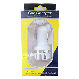 Зарядное устройство Car 11587 в авто круглое рифленое 2USB 2.1A White Silver (10962-hbr)