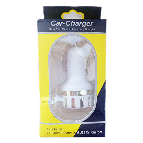 Зарядное устройство Car 11587 в авто круглое рифленое 2USB 2.1A White Silver (10962-hbr)