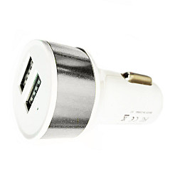 Зарядное устройство Car 12584 автомобильное круглое 2USB 2.1A White Silver (11566-hbr)