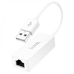 Адаптер перехідник Hoco UA22 LAN 100 Mbps USB to RJ45 F 150 мм Білий
