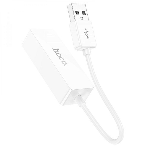 Адаптер перехідник Hoco UA22 LAN 100 Mbps USB to RJ45 F 150 мм Білий