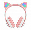Бездротові Bluetooth навушники з вушками Cat Ear VZV-23M/ 7805 з LED підсвіткою Рожеві