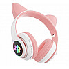 Бездротові Bluetooth навушники з вушками Cat Ear VZV-23M/ 7805 з LED підсвіткою Рожеві