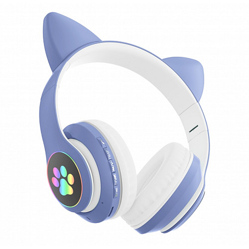 Бездротові Bluetooth навушники з вушками Cat Ear VZV-23M/ 7805 LED Сині