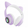 Бездротові Bluetooth навушники з вушками Cat Ear VZV-23M/ 7805 LED Фіолетові