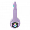 Бездротові Bluetooth навушники з вушками Cat Ear VZV-23M/ 7805 LED Фіолетові