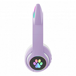 Беспроводные Bluetooth наушники с ушками Cat Ear VZV-23M/ 7805 LED Фиолетовые