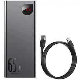 УМБ Power Bank Baseus Adaman Metal Digital Display 20000mAh 65W, Чорний (QC3.0 PD3.0)