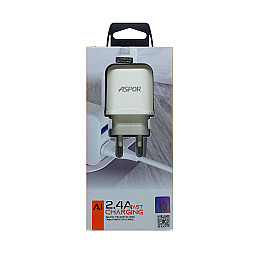 Сетевий зарядний пристрій для Aspor A829 2USB/2.4A - білий