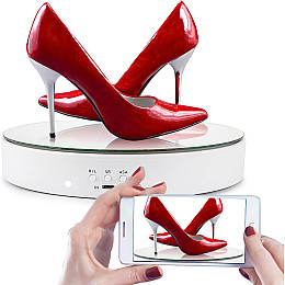 Поворотный фото столик для 3D и предметной съемки Andoer TT-19 360° 19 см белый с зеркальной накладкой