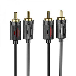Аудіокабель Hoco UPA29 dual AUX Jack 3.5 на 2 RCA / 1.5 м Чорний