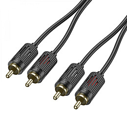 Аудіокабель Hoco UPA29 dual AUX Jack 3.5 на 2 RCA / 1.5 м Чорний