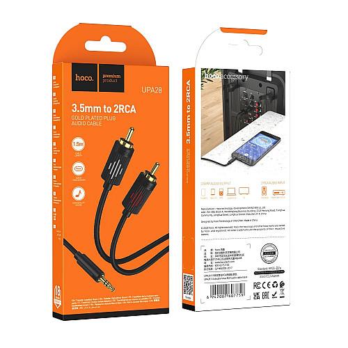 Аудиокабель Hoco UPA28 AUX 3.5 - 2 RCA / 1.5 м Черный