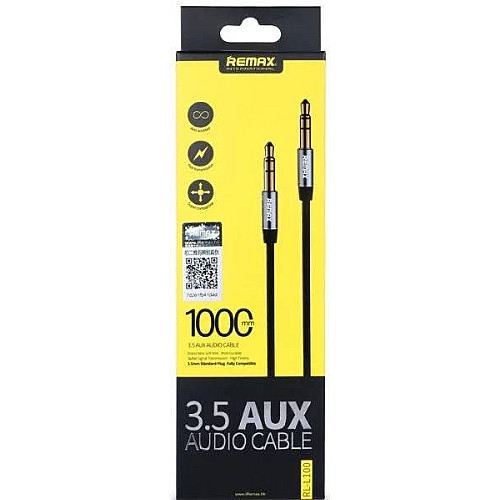Аудиокабель AUX Remax RL-L100 AUX 3.5 miniJack 1 м Черный