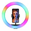 Кольцевая светодиодная LED лампа RIAS MJ30 RGB 30см Разноцветная с держателем USB управление на проводе