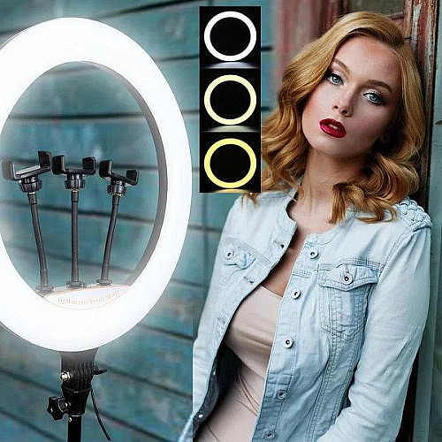 Лампа кольцевая светодиодная OPT-TOP Led-YQ-460B с 3 держателями для телефона пультом 45 см (1756375330)