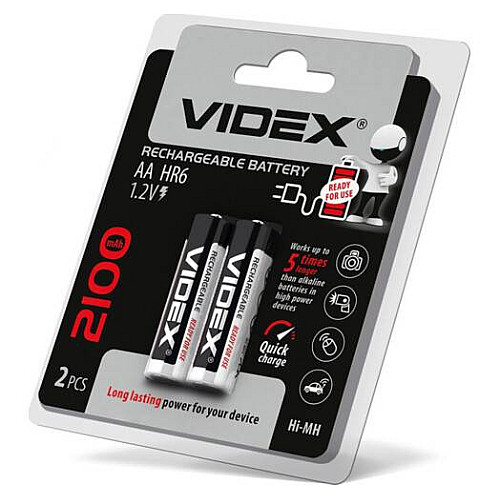 Аккумуляторна батарейка Videx AA HR6 2100mAh 2 шт