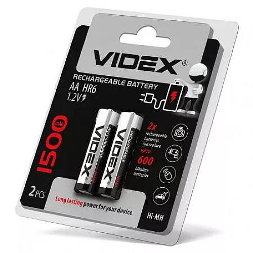 Акумуляторна батарейка Videx AA HR6 1500mAh 2 шт