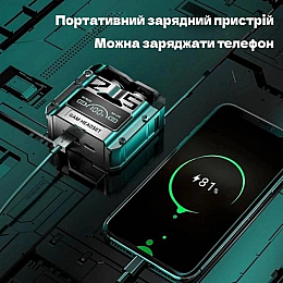 Наушники беспроводные TWS M25 с Павер Банком 2000 mah Кейс Silver наушники Black (16069-hbr)