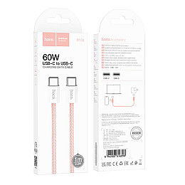 Кабель для зарядки Hoco X104 Source Type-C to Type-C 60W 20V/3A 1 м Рожевий