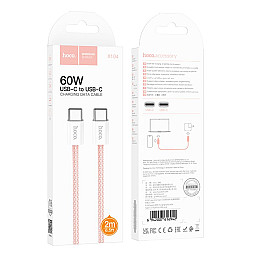 Кабель для зарядки Hoco X104 Source Type-C to Type-C 60W 20V/3A 2 м Рожевий
