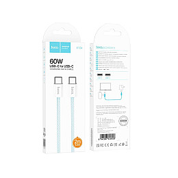 Кабель для зарядки Hoco X104 Source Type-C to Type-C 60W 20V/3A 2 м Голубий