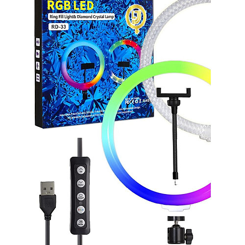 Кольцева лампа RGB Crystal RD-33 33 см Прозорий