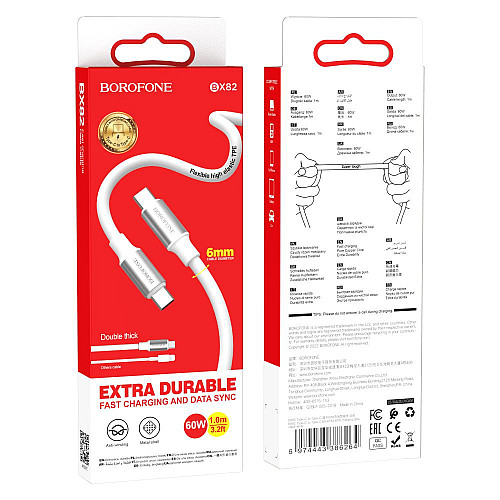 Кабель передачі даних Borofone BX82 Bountiful Type-C to Type-C 1 м 60W 20V / 3A Білий